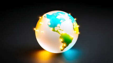Glowing Illuminated Earth Globe Representing Digital Transformation