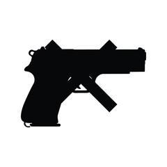 Black Silhouette of a Handgun Gun Pistol Weapon Firearm Image