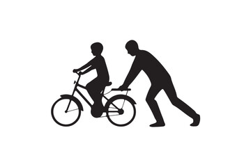 Obraz premium Flat design father and son silhouette.