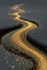 Gold Glitter Stream on Dark Grey Background
