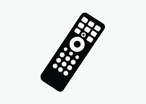 tv remote silhouette, black and white vector, electronic device icon, simple controller illustration