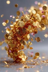 Golden Confetti Scatter Abstract Background