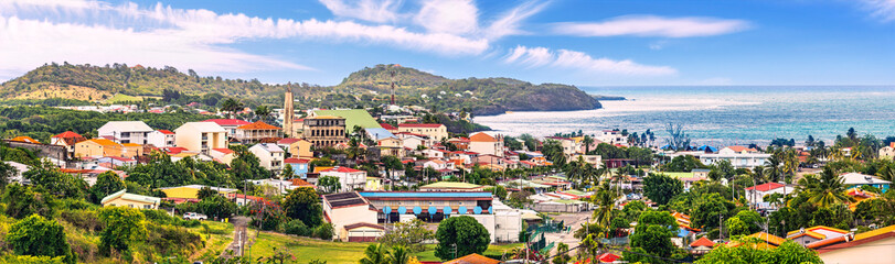 Le Vauclin panorama in Martinique, France. Le Vauclin is a commune in the French overseas department and region, and island of Martinique.