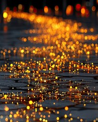Golden Dots Shimmering on Dark Surface
