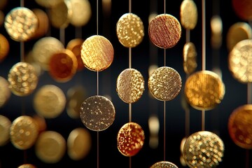 Golden Dots Suspended in Dark Background
