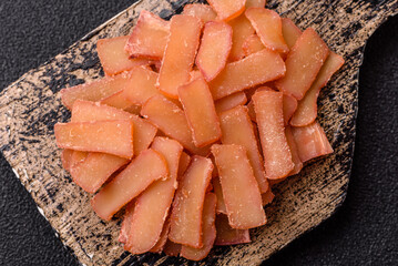 Food, dried squid in shavings or chopped as snacks or jerky. Snack dried squid for beer