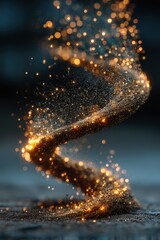 Golden Dust Spiral in Motion Abstract Photography