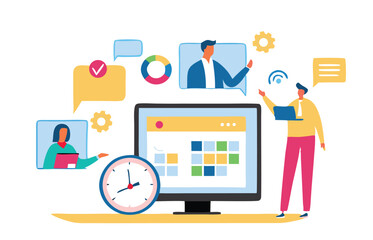Fototapeta premium Business team charts success with a marketing graph concept. business team meeting for planning business marketing concept and analytics financial graph report concept. vector design.