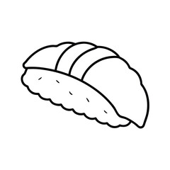 Nigiri sushi piece with wasabi in smooth line art Vector illustration