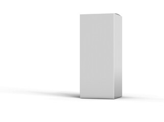 A plain white rectangular box standing upright, casting a shadow.