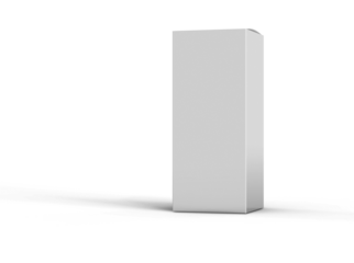 A plain white rectangular box standing upright, casting a shadow.