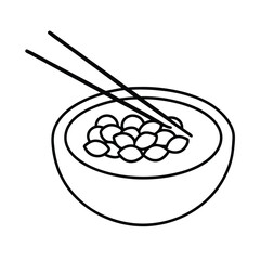 Papaya salad plate with chopsticks in line art Vector illustration