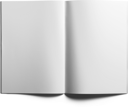 A blank open book, symbolizing potential and creativity, inviting ideas and thoughts to be written.