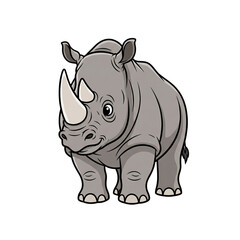 Fototapeta premium Adorable Cartoon Rhino Illustration High-Definition Vector Graphic