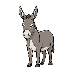 Fototapeta premium Adorable Donkey Illustration High-Resolution Cartoon Image of a Gray Donkey