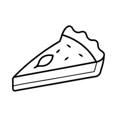 Quiche slice with spinach in monoline drawing Vector illustration