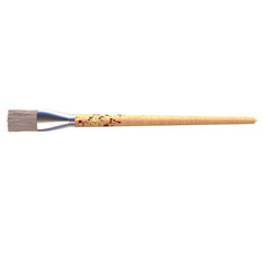A paintbrush with a flat tip, used for applying paint in various artistic projects.