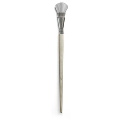 A sleek paintbrush with a metal ferrule and a long wooden handle, designed for precise painting and artistic applications.