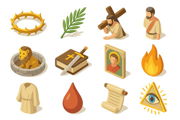 Religious symbols collection: christian icons and traditional imagery