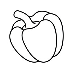 Stuffed bell pepper cut in half in line drawing Vector illustration