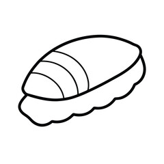 Sushi nigiri with salmon slice in minimalist line Vector illustration