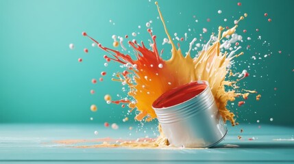 An explosive splash of vibrant paint exemplifies creativity and energy, capturing a dynamic moment that conveys passion and artistic expression in stunning detail.