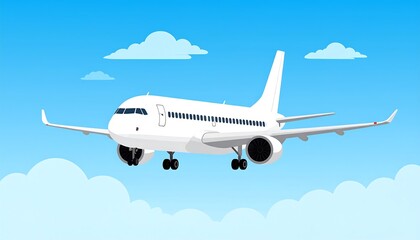 Obraz premium Airplane Landing with Clear Sky.