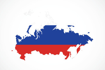 Flat Design Map of the RUSSIA – Vector Graphic for Print and Web (may contain provinces)
