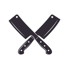 Crossed Cleavers Butcher Knives Meat Cleaver Icon Vintage Butchery Graphic Design Element