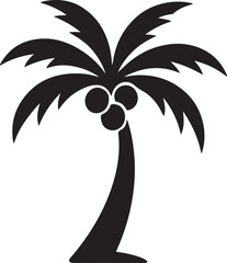 Silhouette vector of palm tree with coconuts. Great for tropical, beach, summer, travel, and nature design themes.