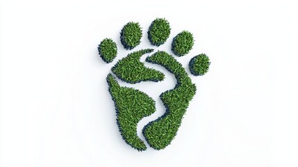 A green paw print symbolizing nature and wildlife conservation, beautifully designed with grass and foliage.