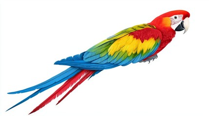 Obraz premium A vibrant macaw with bright red, blue, green, and yellow feathers, showcasing its beauty and exotic appeal.