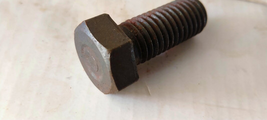 Close-up of a Rusty Hex Head Bolt Industrial Hardware Detail