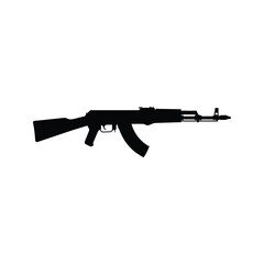 Fototapeta premium AK47 Silhouette Assault Rifle Military Weapon Black and White Vector Illustration