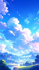 Fototapeta premium Sunny Sky with Lush Valley Landscape.