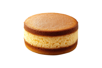 Sponge cake isolated on transparent background.