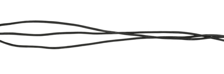 three black cotton strings isolated on white or transparent png