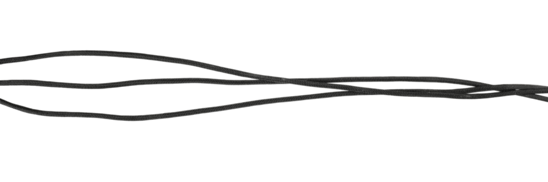 three black cotton strings isolated on white or transparent png