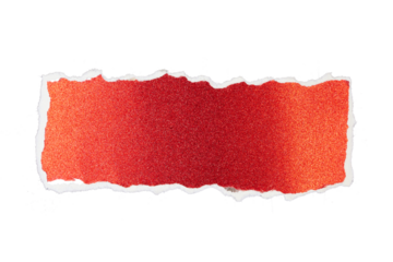 red glitter paper with torn and ripped edges isolated on white or transparent png