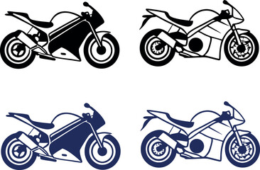 Obraz premium Set of vintage motorcycle vector silhouettes for fast sport motor transportation