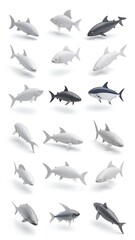 Isometric Shark Collection.