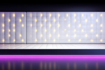 Modern Techno Stage Setup with LED Floor and White Panel Walls