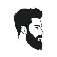 Profile view of a man with a beard and short hair black and white illustration vector graphic masculine style