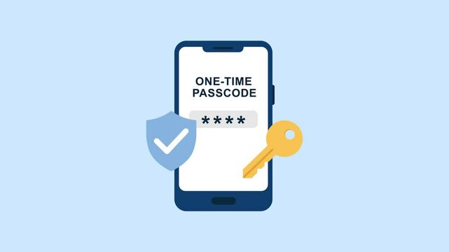 One-Time Passcode Authentication, Mobile Security Motion Graphic