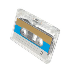 One audio cassette with blank label isolated on white