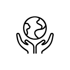 Two Hands Gently Holding a Detailed Outline Globe Representing Environmental Care and Global Protection