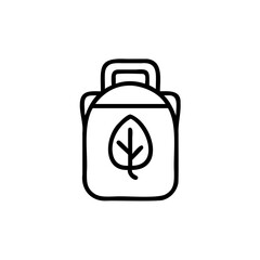 Obraz premium Eco Friendly Bag Outline Icon Green Leaf Symbol Sustainable Packaging Design Element