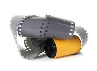 Roll of photographic film isolated on white