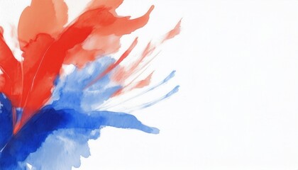 Fototapeta premium minimalist watercolor red and blue floral illustration with soft petal textures on white background for elegant web design, greeting card, or print branding use