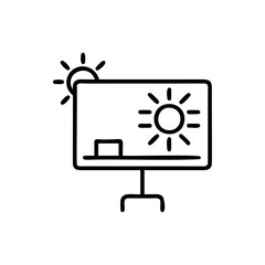 Whiteboard Stand Displaying Sun Icon Simple Line Art Graphic Eco Friendly Environment Concept